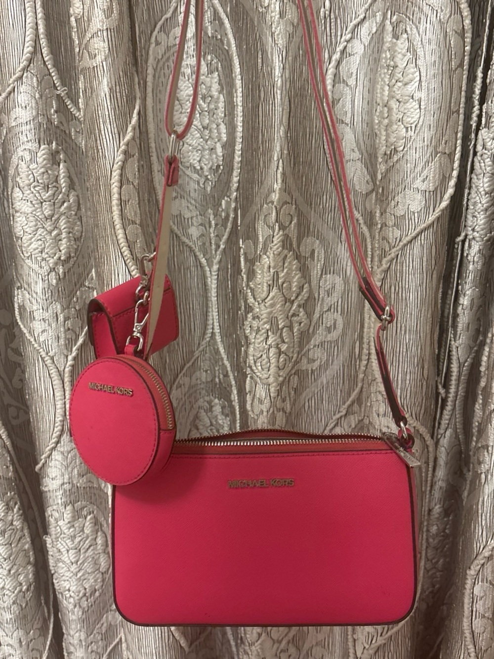 Michael Kors Hot Pink Crossbody with Detachable Coin Pouch